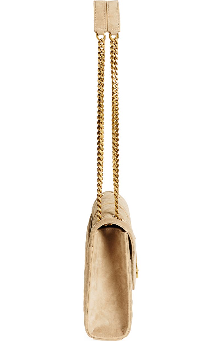 Saint Laurent Medium Envelope Suede Crossbody Bag, Alternate, color, Matt Gold