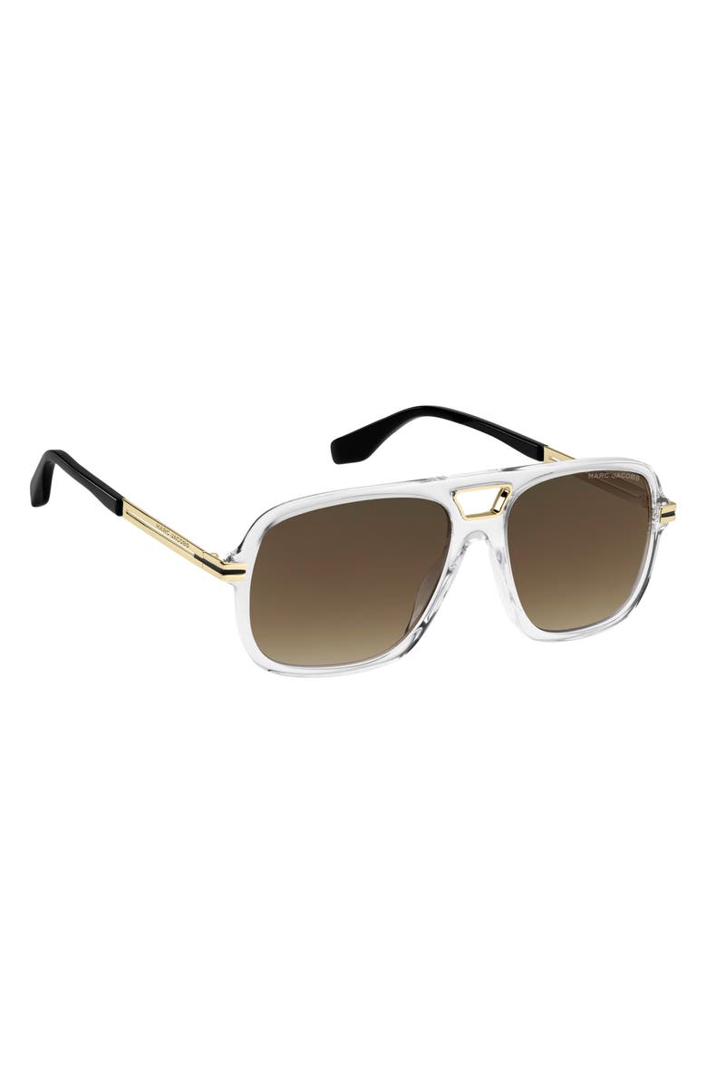 Marc Jacobs 56mm Aviator Sunglasses, Alternate, color, Crystal Black