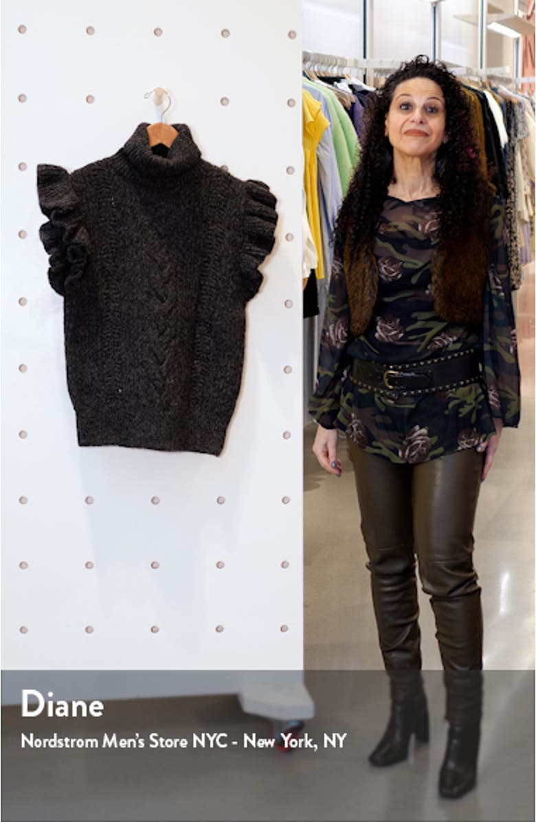 Flutter Sleeve Cable Knit Turtleneck Sweater, sales video thumbnail