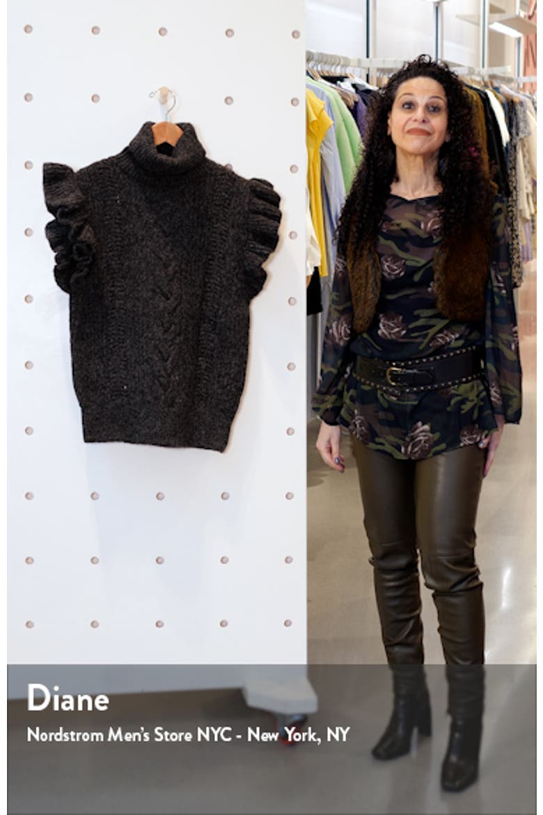 Flutter Sleeve Cable Knit Turtleneck Sweater video