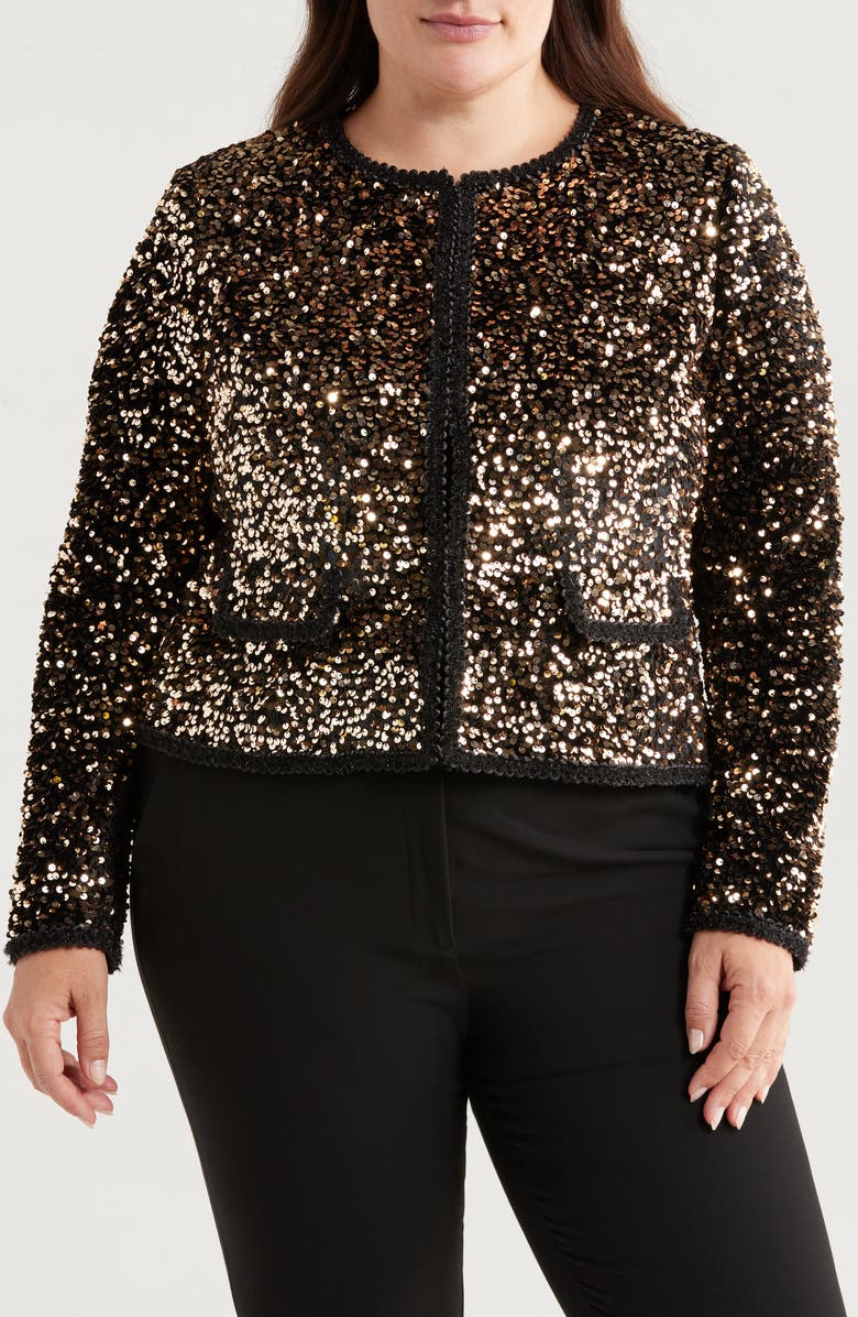 Tahari ASL Sequin Jacket, Alternate, color,