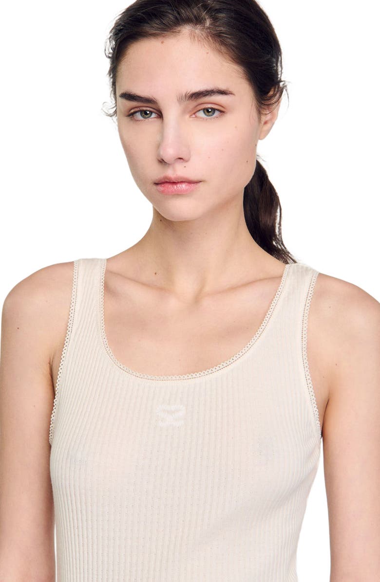 SANDRO Rib knit vest top, Alternate, color, 