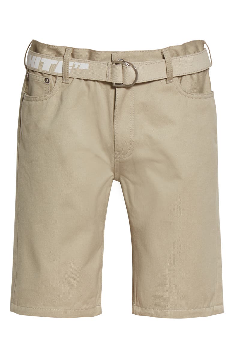 Off-White Logo Slim Slouch Shorts, Alternate, color, 