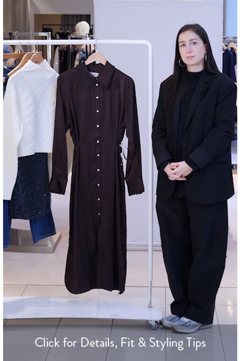 Long Sleeve Tie Waist Midi Shirtdress video