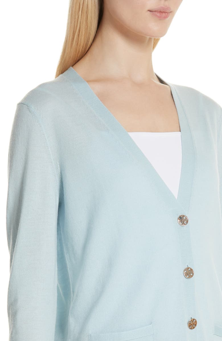 Tory Burch Madeline Merino Wool Cardigan, Alternate, color, 