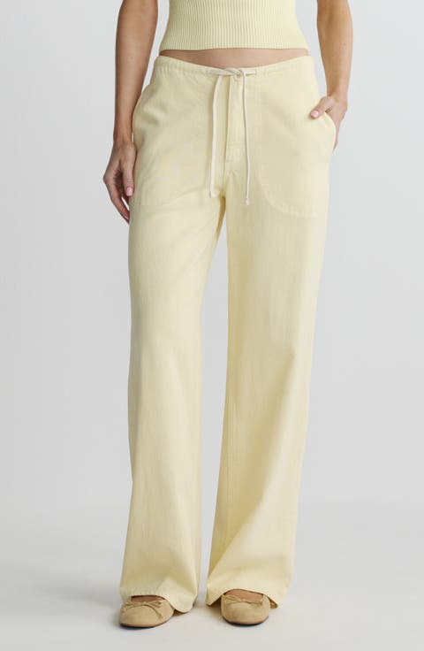 Sienna Drawstring Low Rise Relaxed Wide Leg Jeans (Prosecco Aura)