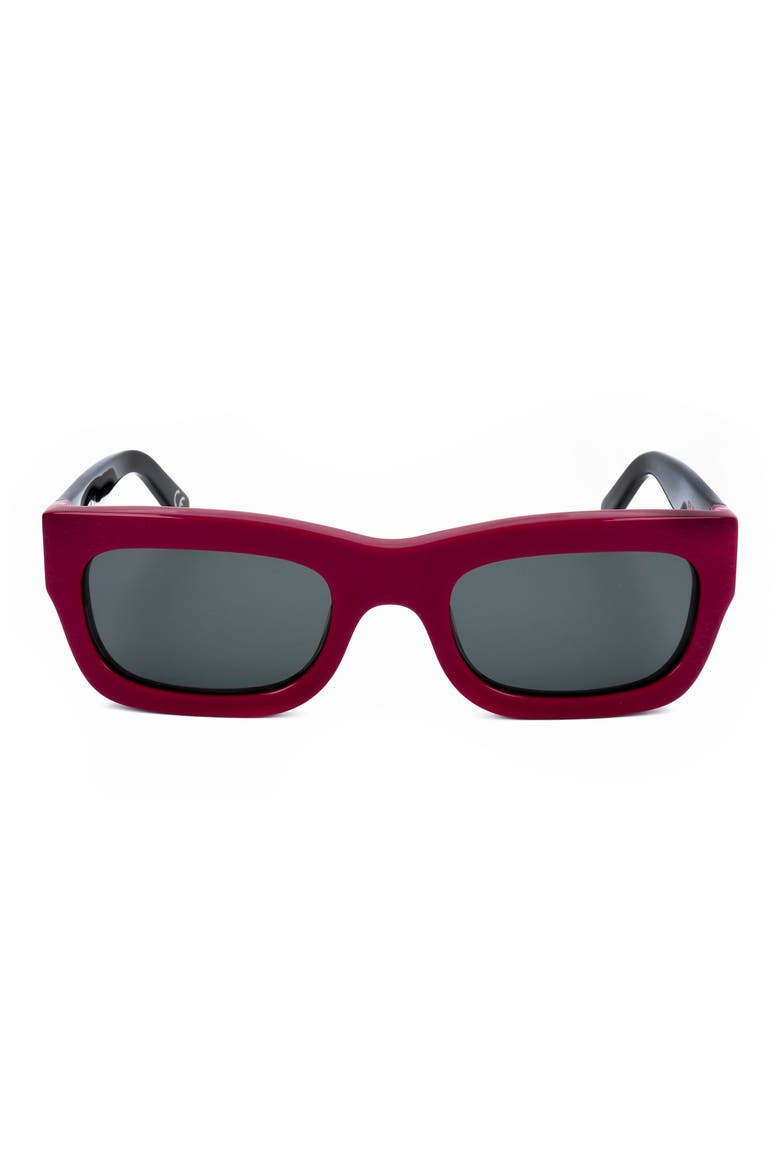 52mm Square Sunglasses, Main, color, RED / GREY