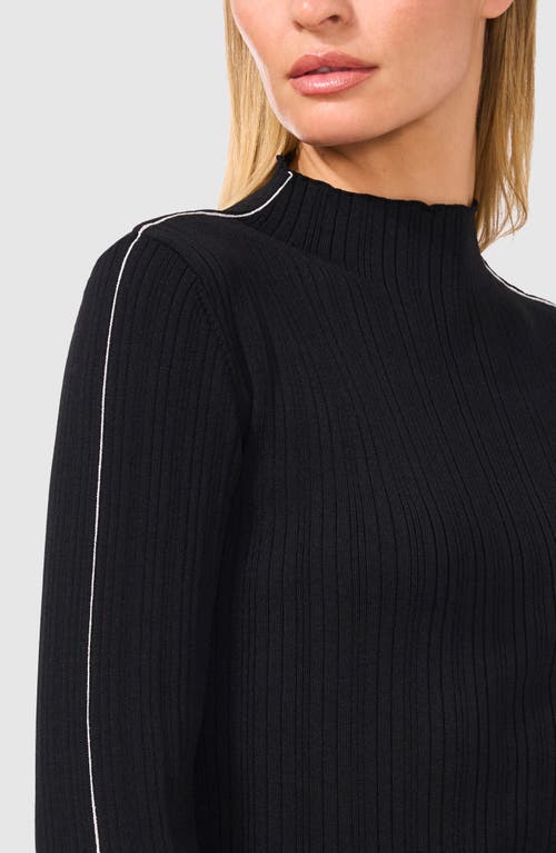 Halogenr Halogen(r) Piped Mock Neck Rib Sweater In Black