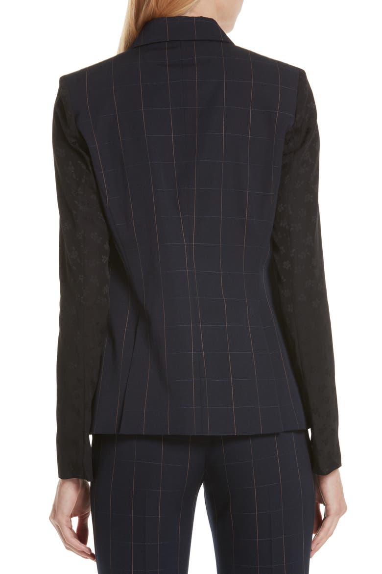 Pajama Sleeve Check Wool Jacket, Alternate, color, BLUE INK