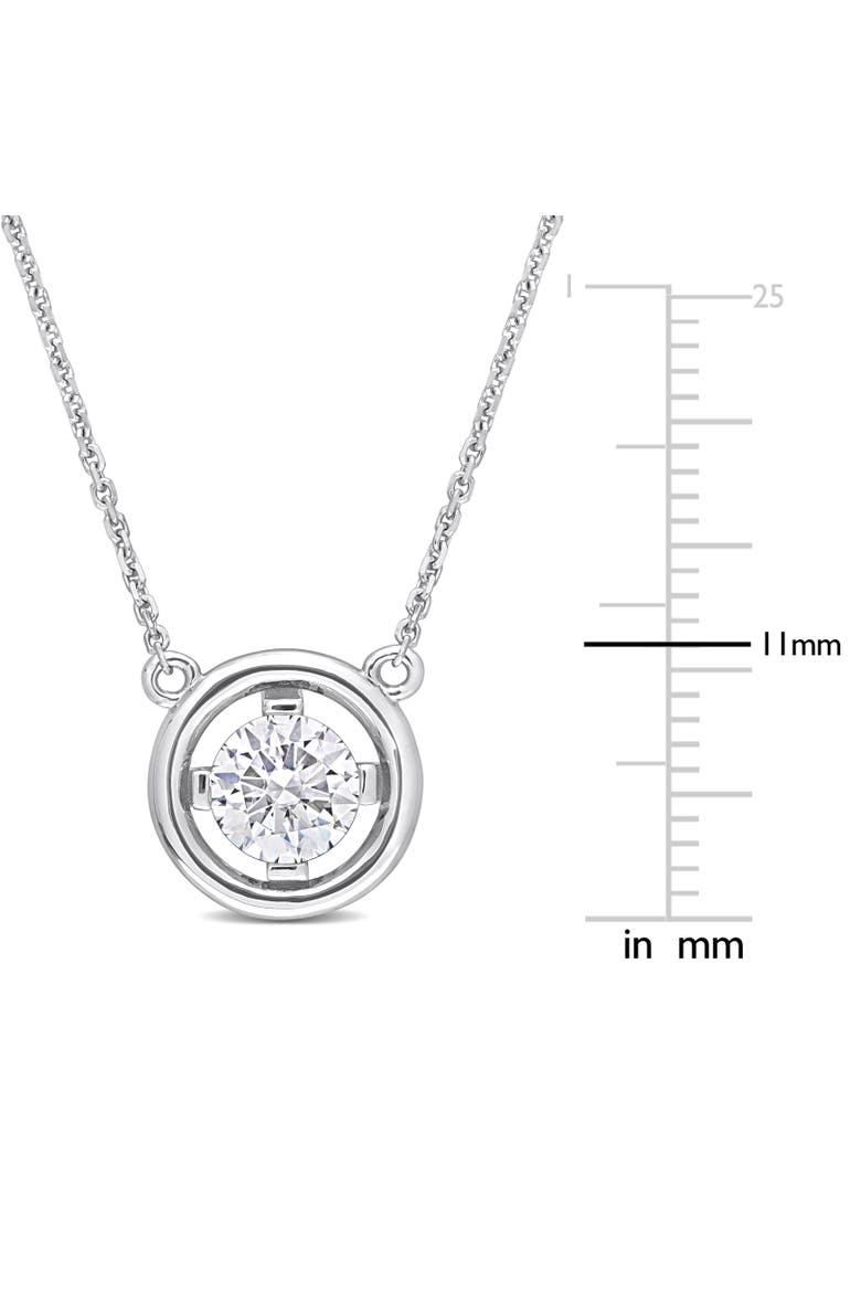 Moissanite Floating Halo Necklace 14k, Alternate, color, 14k White Gold