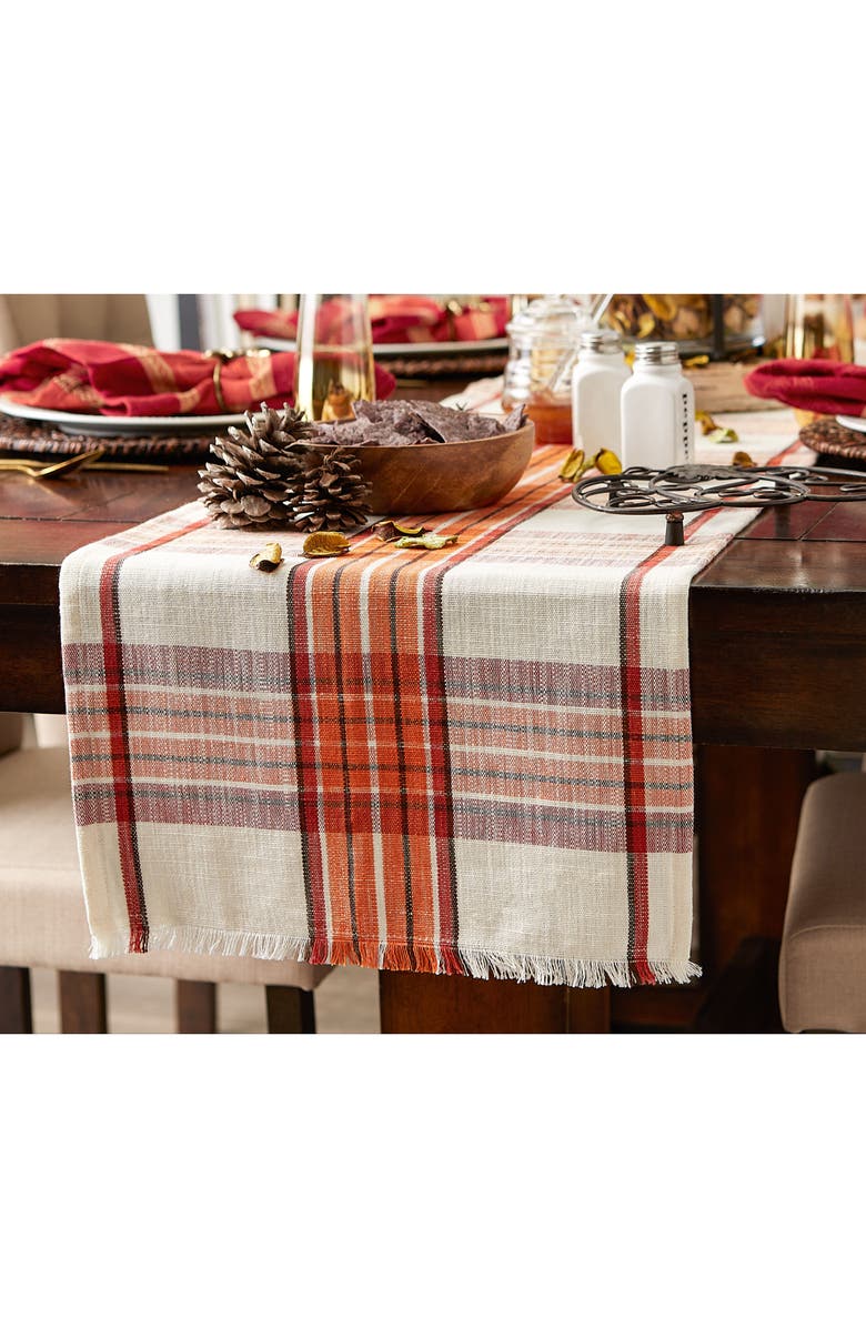 Design Imports Pumpkin Spice Plaid Table Runner, Alternate, color, Pumpkin Spice Orange