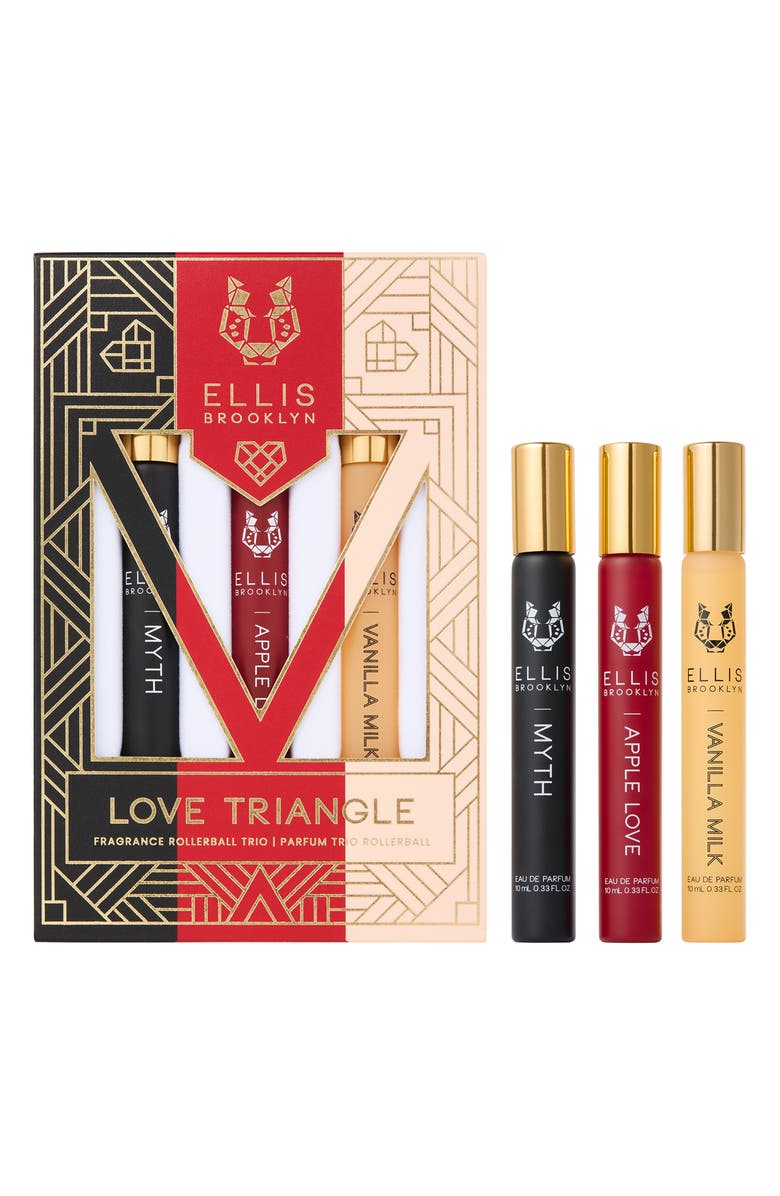 Ellis Brooklyn LOVE TRIANGLE Fragrance Rollerball Trio Set (Limited Edition) $99 Value, Main, color,