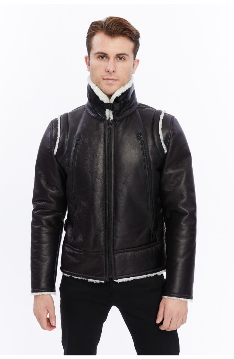 Furniq UK Julian Shearling Jacket, Alternate, color, Black