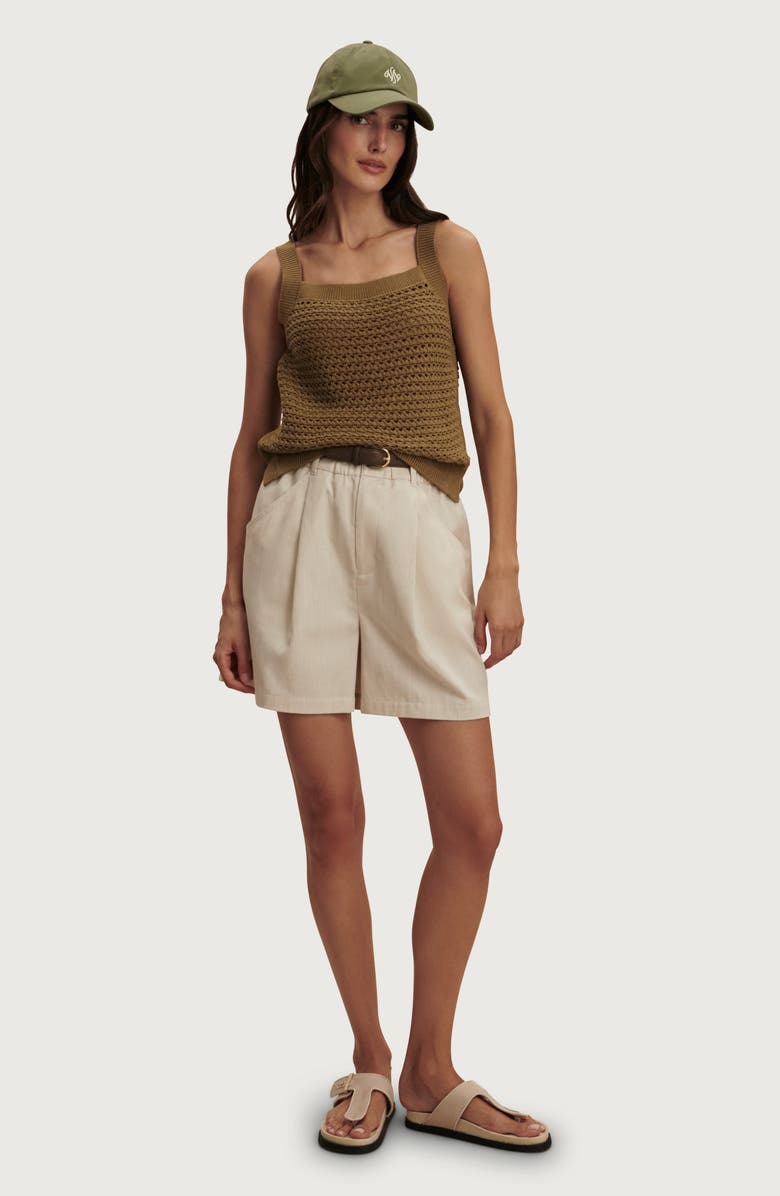 Varley Ebden Square Neck Cotton Pointelle Tank, Alternate, color, Golden Olive