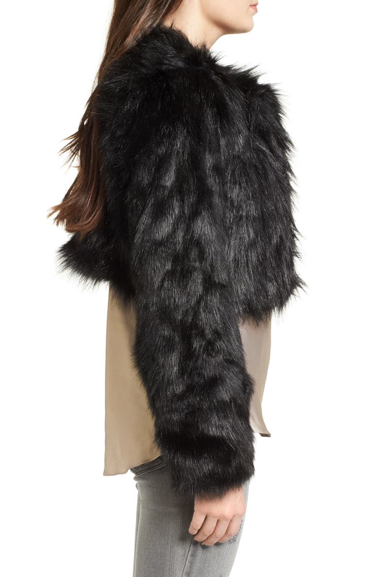 Fire Faux Fur Jacket, Alternate, color, BLACK