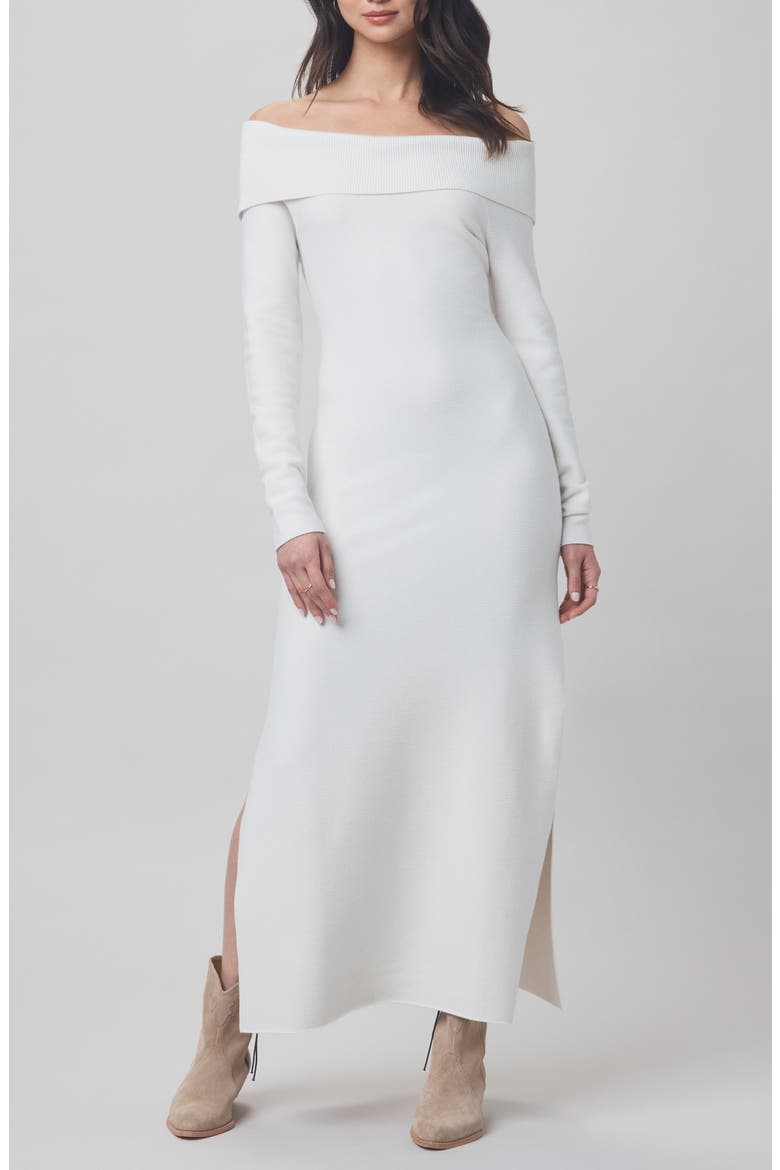 x @cellajaneblog Over the Shoulder Sweater Dress, Main, color, SNOW
