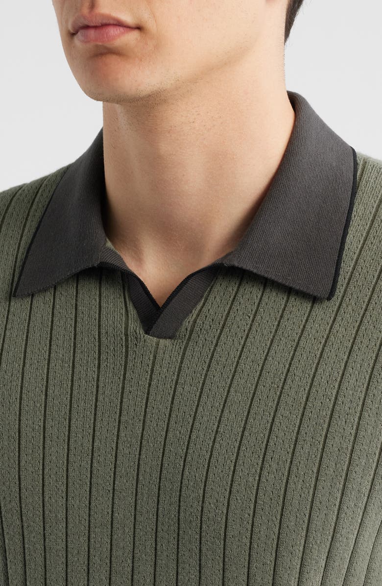 rag & bone Sanford Rib Johnny Collar Polo, Alternate, color, Pavement