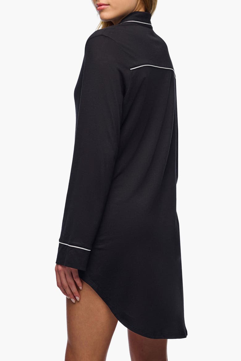 Pima Lusso Sleepshirt, Alternate, color, BLACK/MOON IVORY