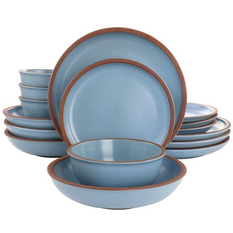 Lagos 16 Piece Terracotta Double Bowl Dinnerware Set