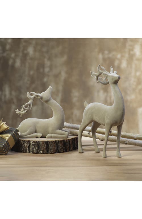 Zodax Flocked Deer Figurine In Gray