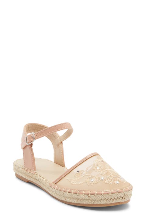 Chrom Floral Embroidered Ankle Strap Flat (Women)