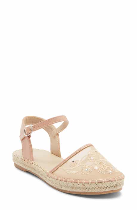 TOP MODA Chrom Floral Embroidered Ankle Strap Flat
