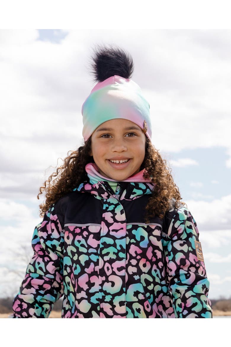 Stretch Jersey Hat with Pompom, Alternate, color, Multicolor