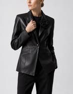 PHILIPP PLEIN Fitted Leather Blazer Flower Women
