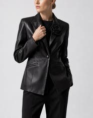 PHILIPP PLEIN Fitted Leather Blazer Flower Women