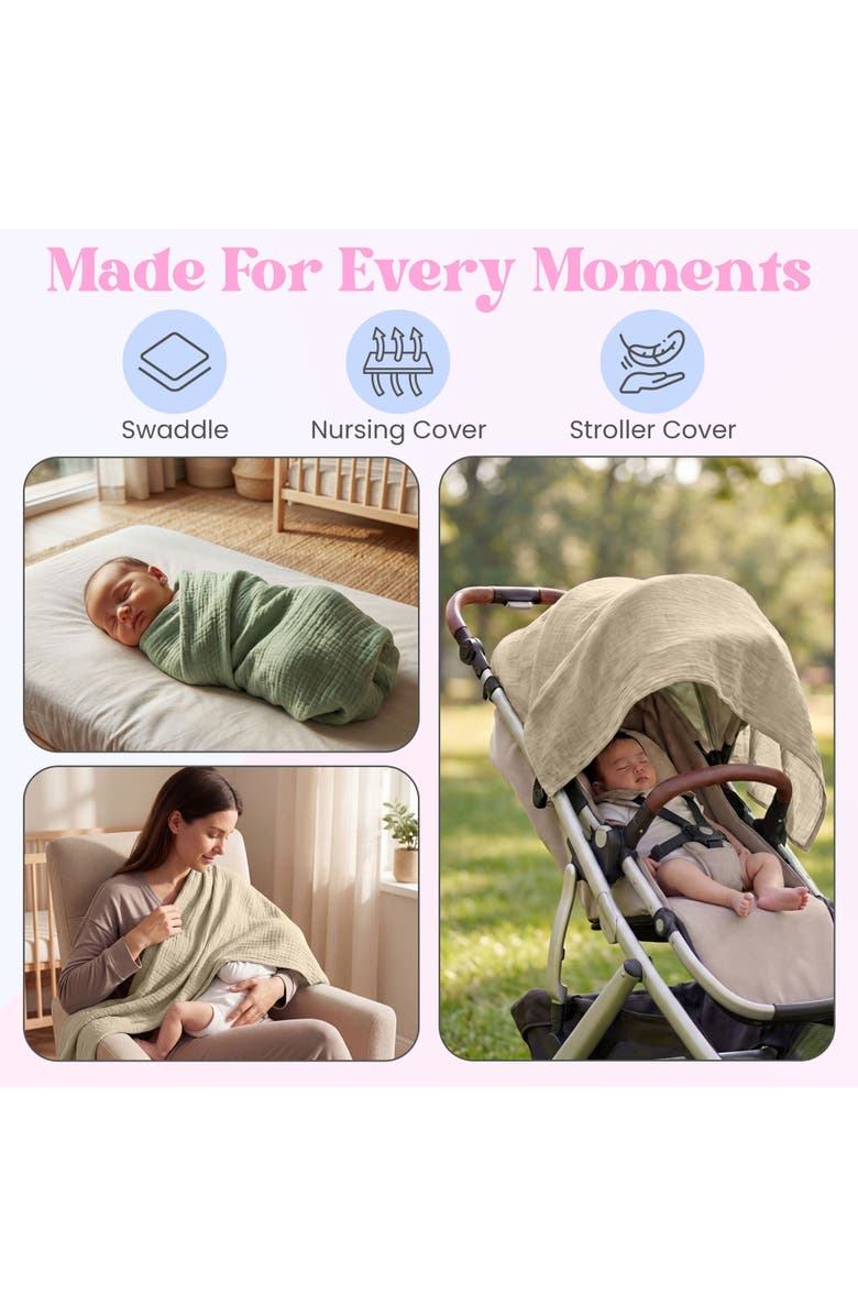 Mère & Moi Muslin Baby Blanket, Alternate, color, Green