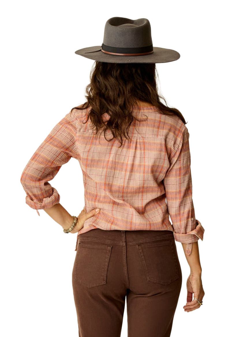 Dylan Gauze Shirt, Alternate, color, Rosewood Plaid