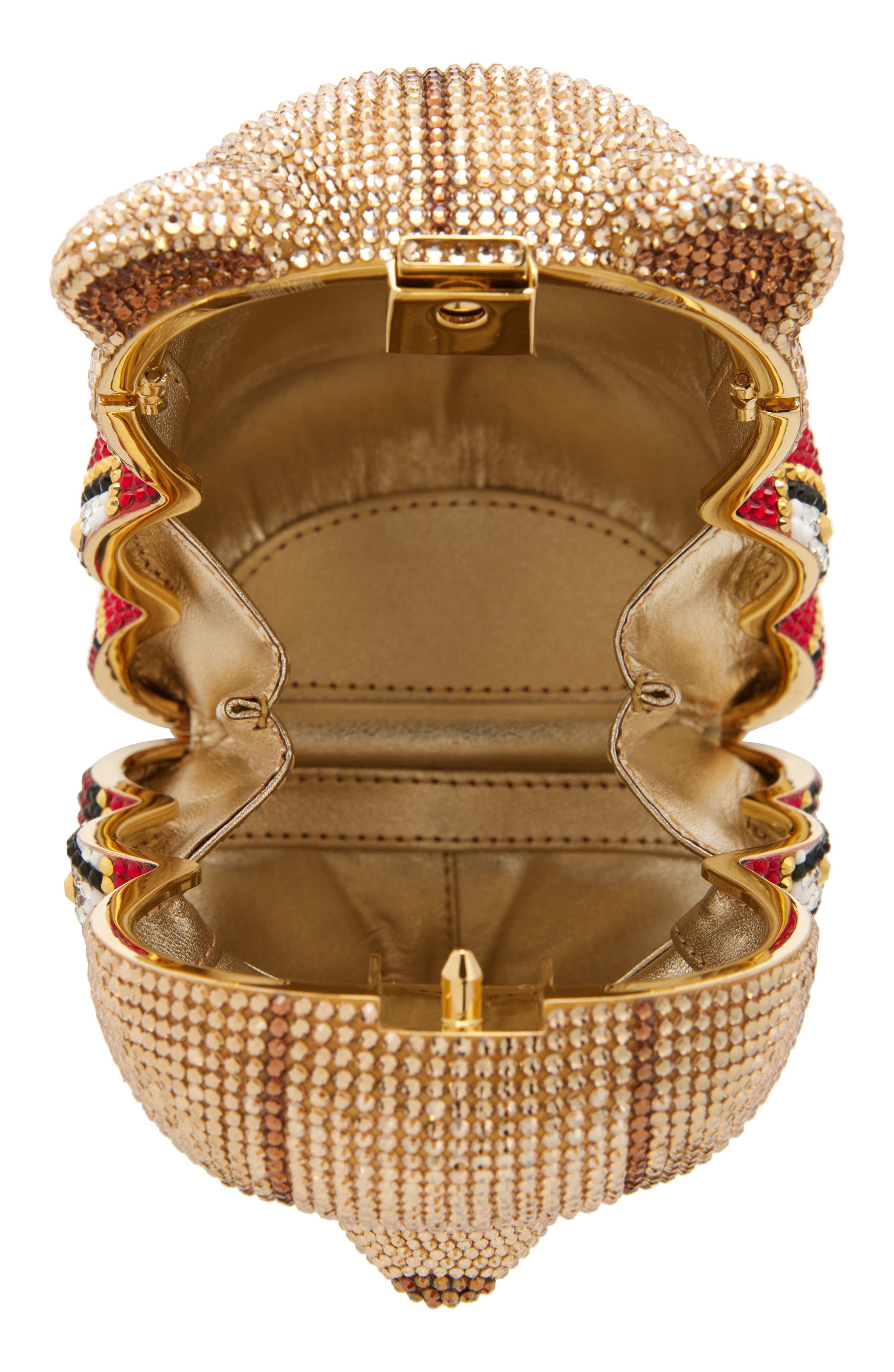 JUDITH LEIBER COUTURE Teddy Bear Albert Crystal Embellished Novelty Clutch, Alternate, color, Champagne Prosecco Multi