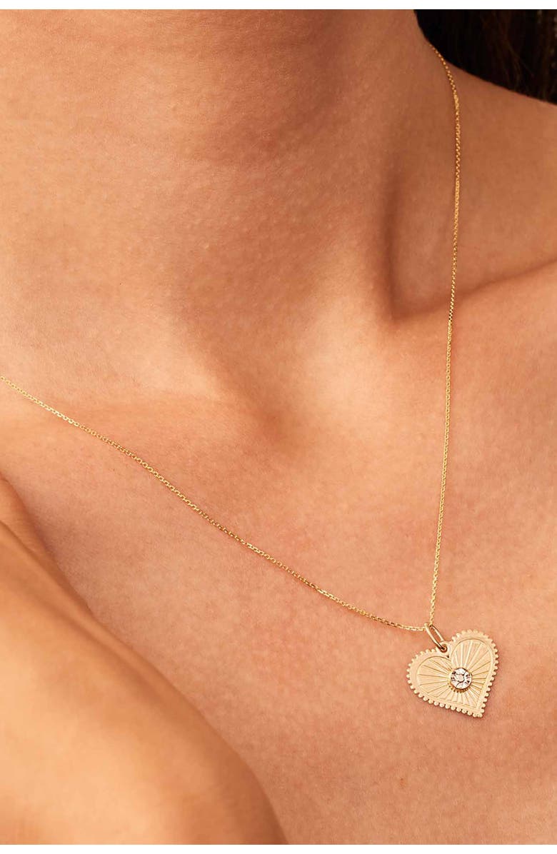 Oradina 14K Two Tone Gold Heartburst Pendant Charm, Alternate, color, 14K Two-Tone Gold