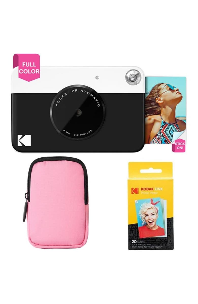 Kodak Printomatic Bundle + Pink Case & 20 Zink, Main, color, Black