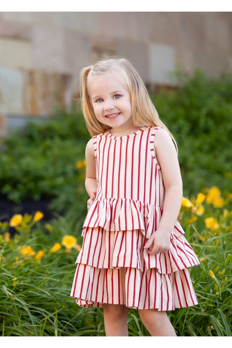 Terracotta Stripe Sleeveless Dress, Alternate, color, Red