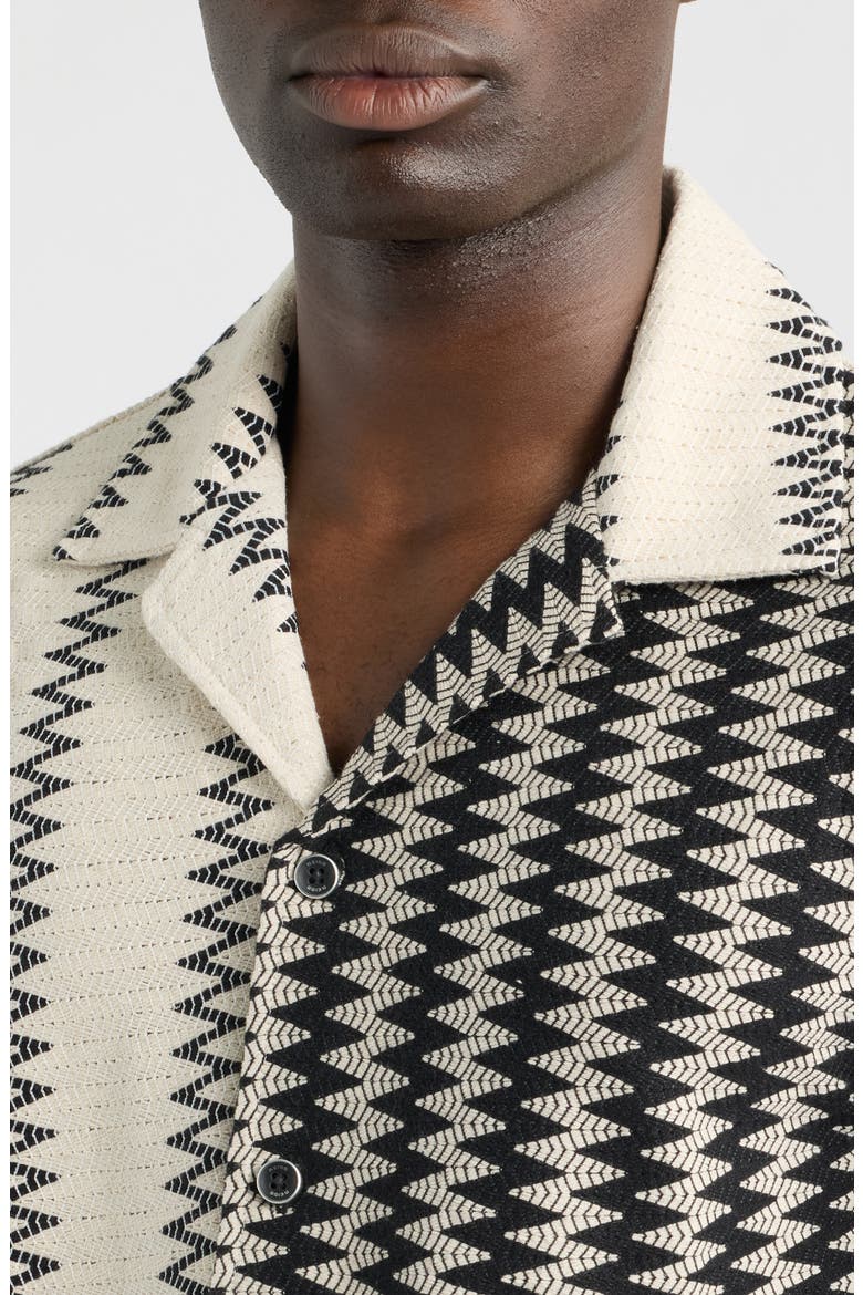 Dain Chevron Stripe Knit Camp Shirt, Alternate, color, WHITE/BLACK