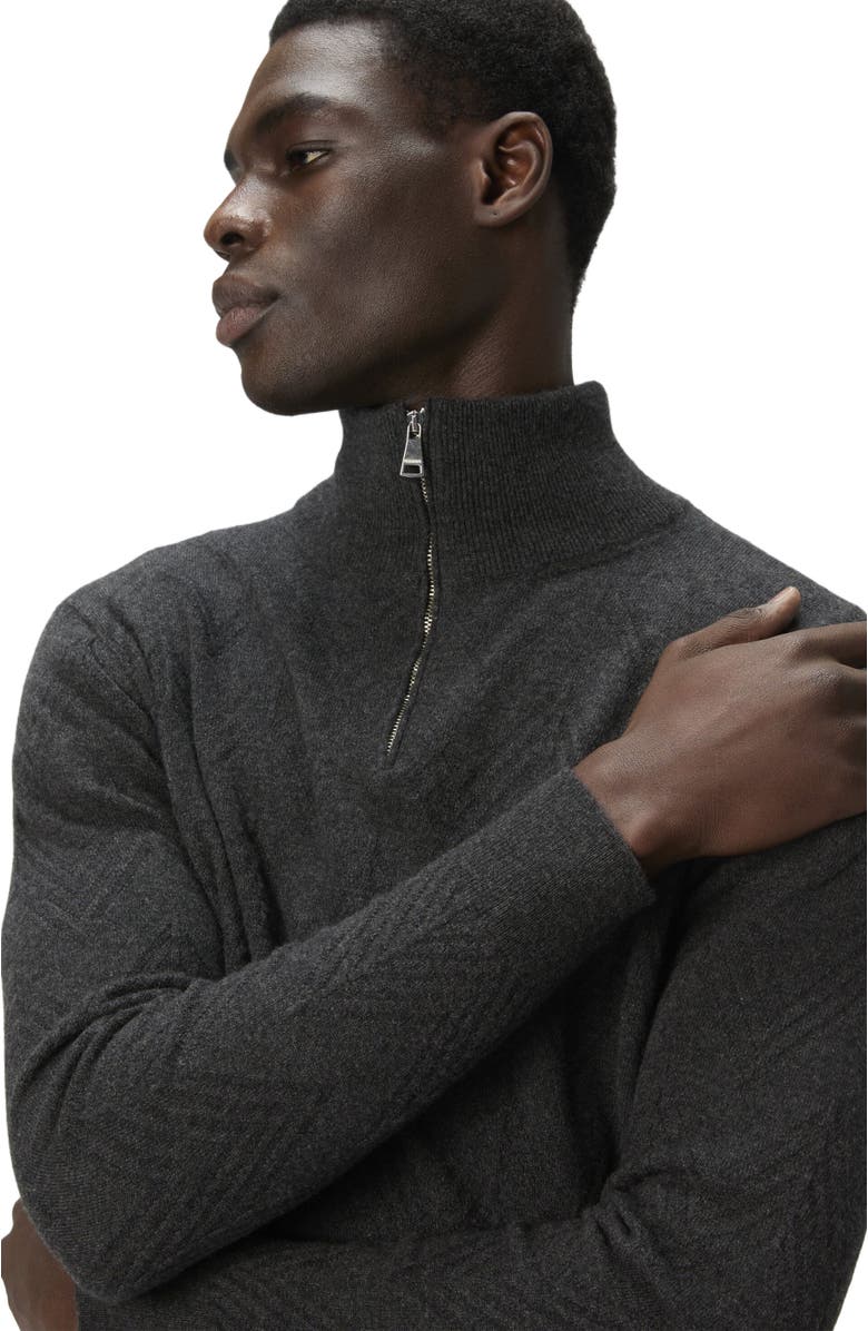 Missoni Half-zip Sweater With Tone-on-tone Zigzag Pattern, Alternate, color, Grey