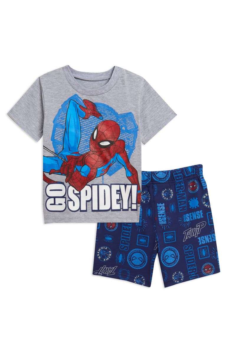 Marvel 2-Piece T-Shirt and Shorts Set, Main, color, Spider Man Grey Blue