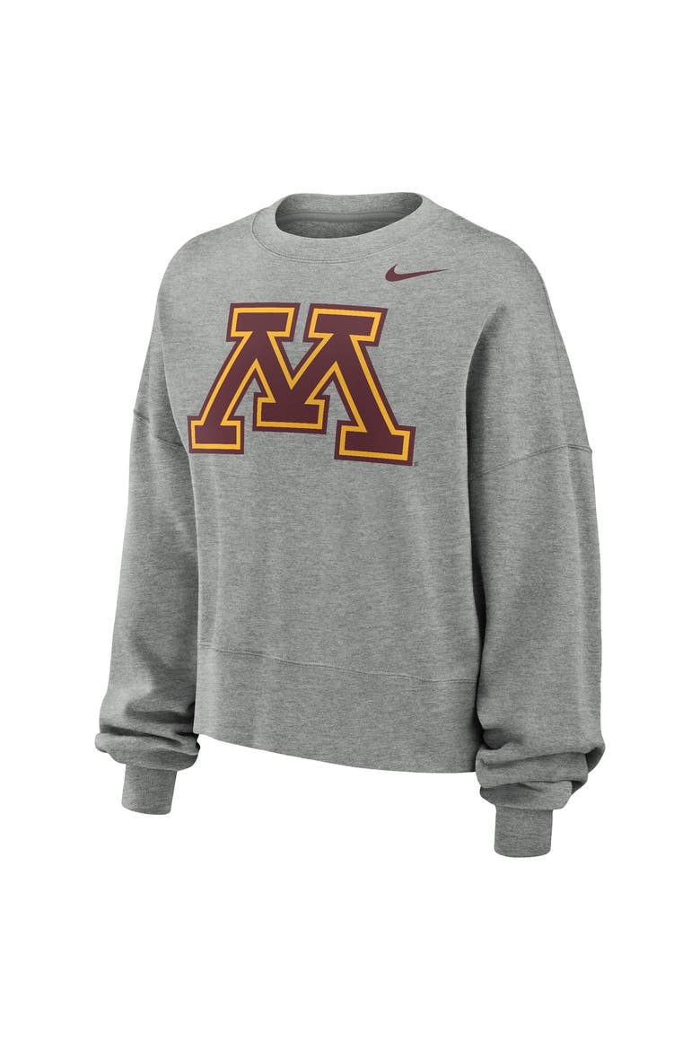 Women's Nike Heather Gray Minnesota Golden Gophers Phoenix Fleece Pullover Sweatshirt, Alternate, color, Heather Gray