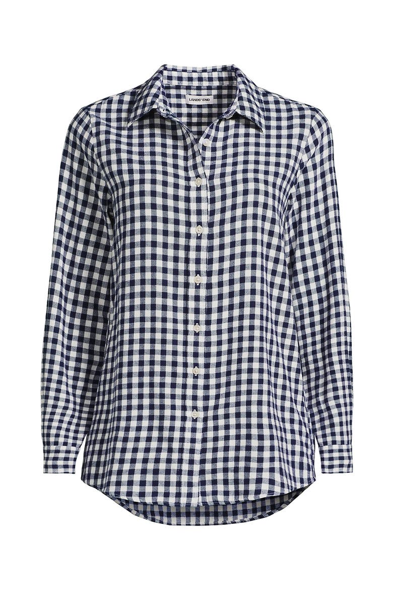 Flannel Shirt, Alternate, color, Deep Sea/Ivory Mini Check