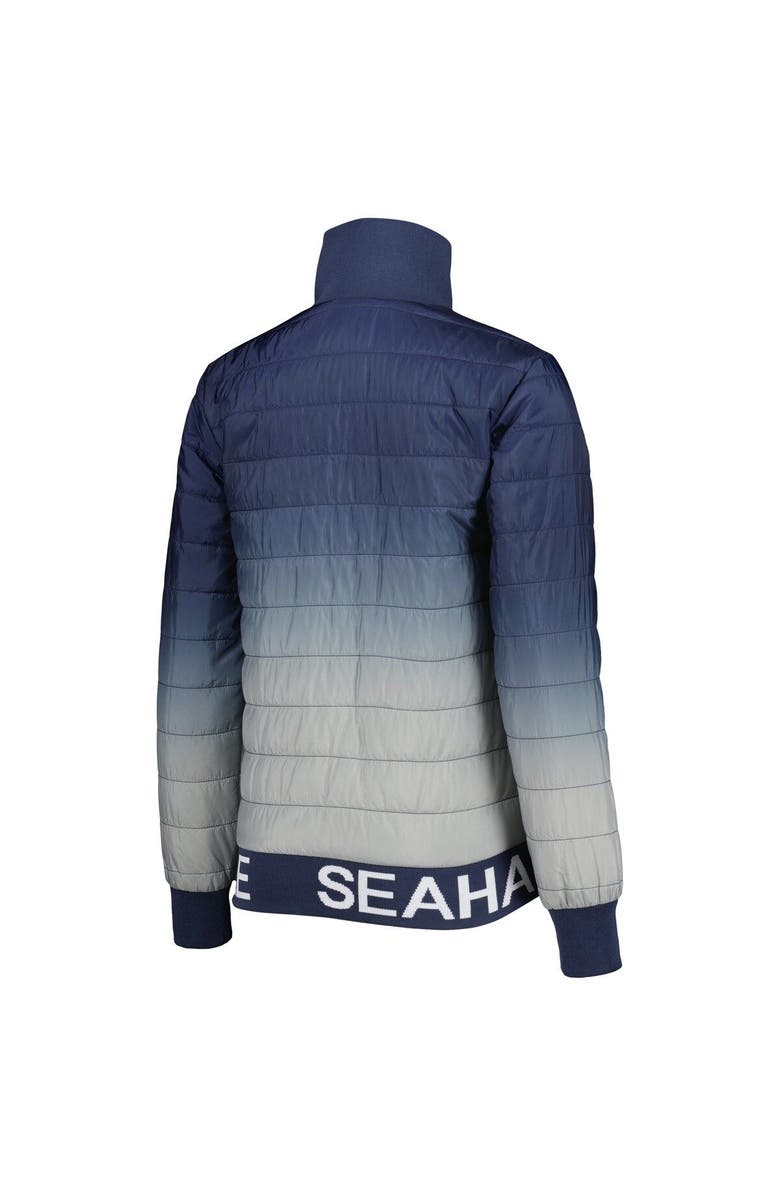 THE WILD COLLECTIVE Women's The Wild Collective College Navy/Gray Seattle Seahawks Color Block Full-Zip Puffer Jacket, Alternate, color, Navy