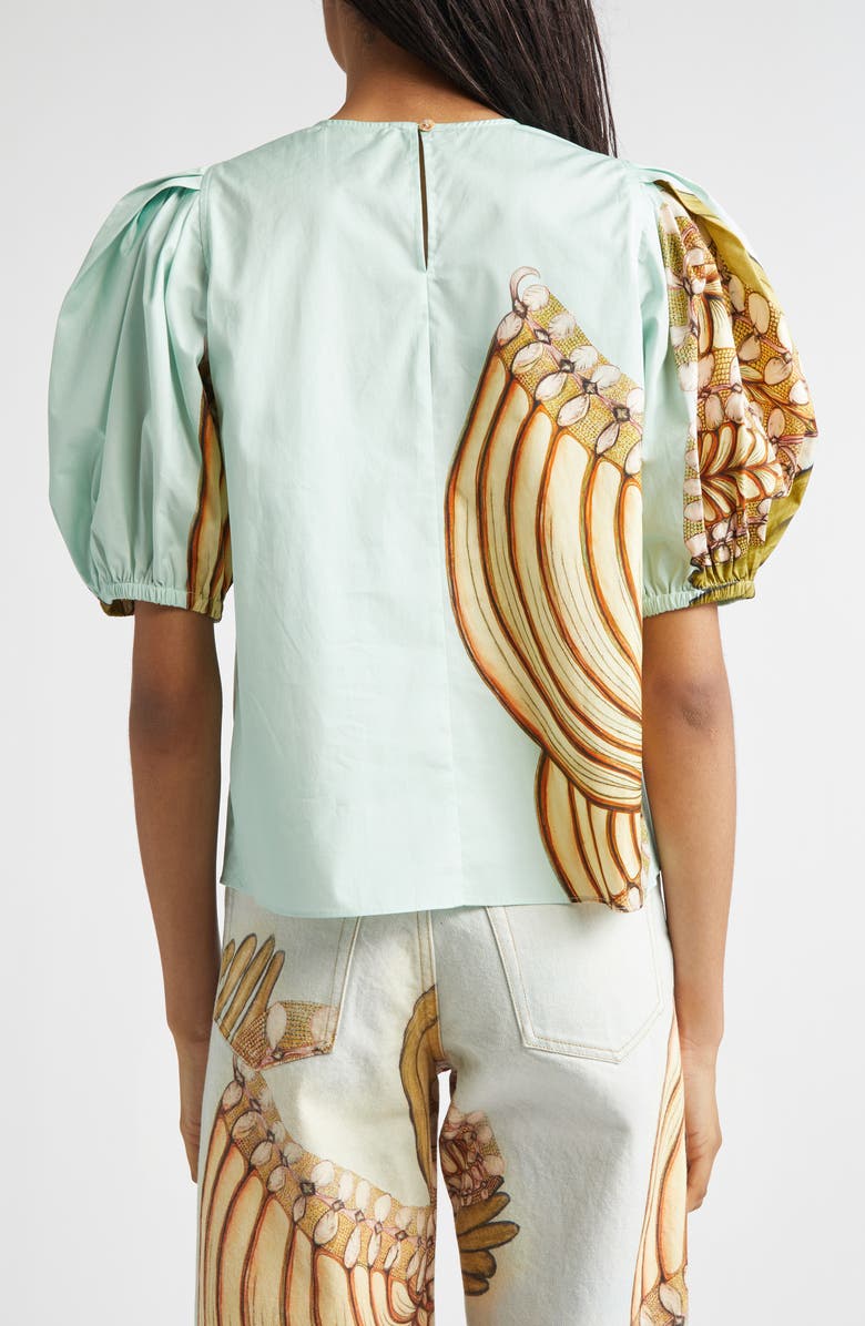 Ulla Johnson Ravena Puff Sleeve Cotton Top, Alternate, color, Water Blossoms