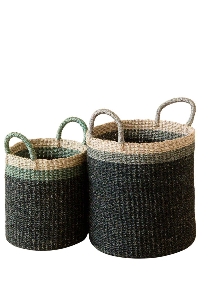 LIKHA Cylinder Floor Basket with Handles, Set of 2, Main, color, Black