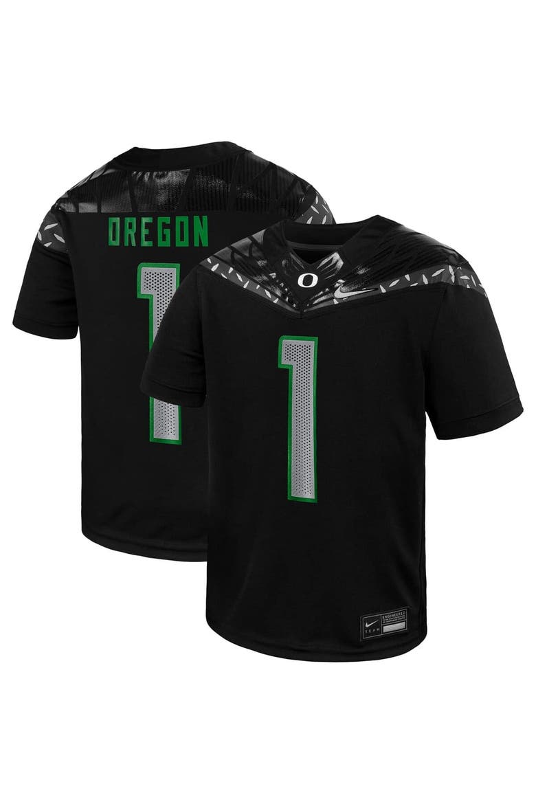 Toddler Nike #1 Black Oregon Ducks Vapor Fusion Replica Jersey, Main, color, Black