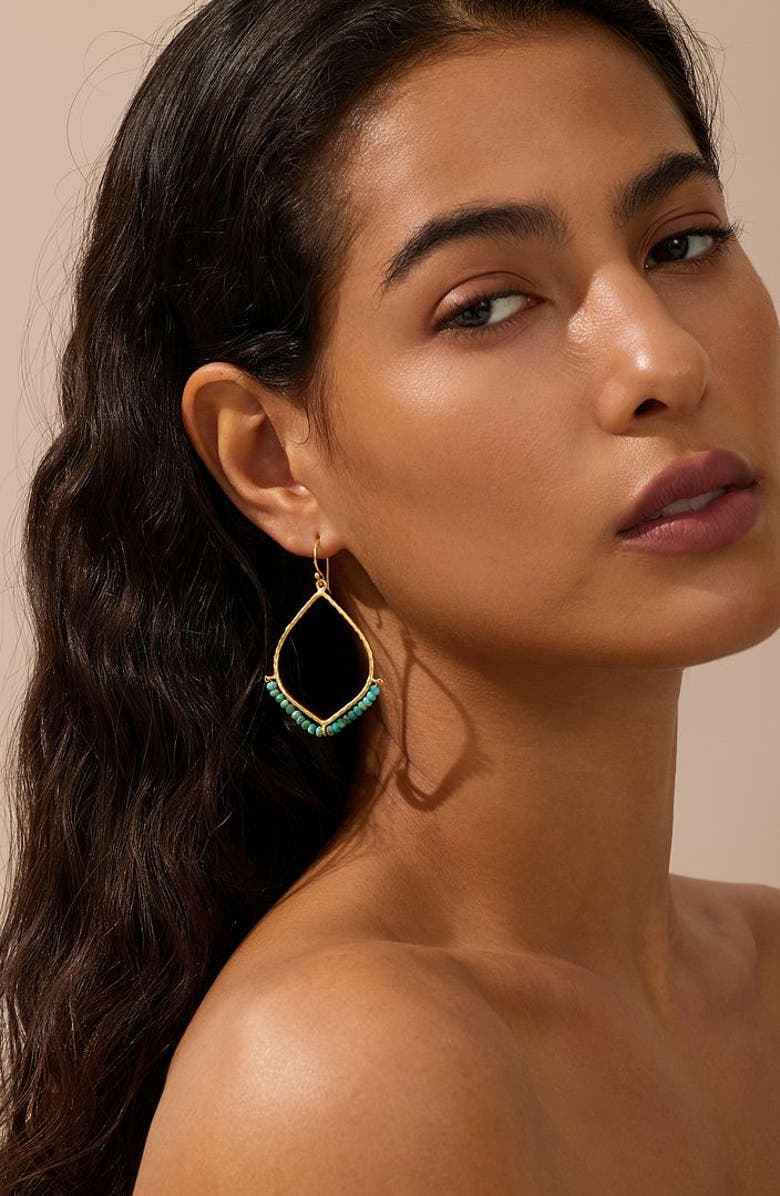 Satya Jewelry Healing Journey Turquoise Lotus Petal Earrings, Alternate, color, Blue