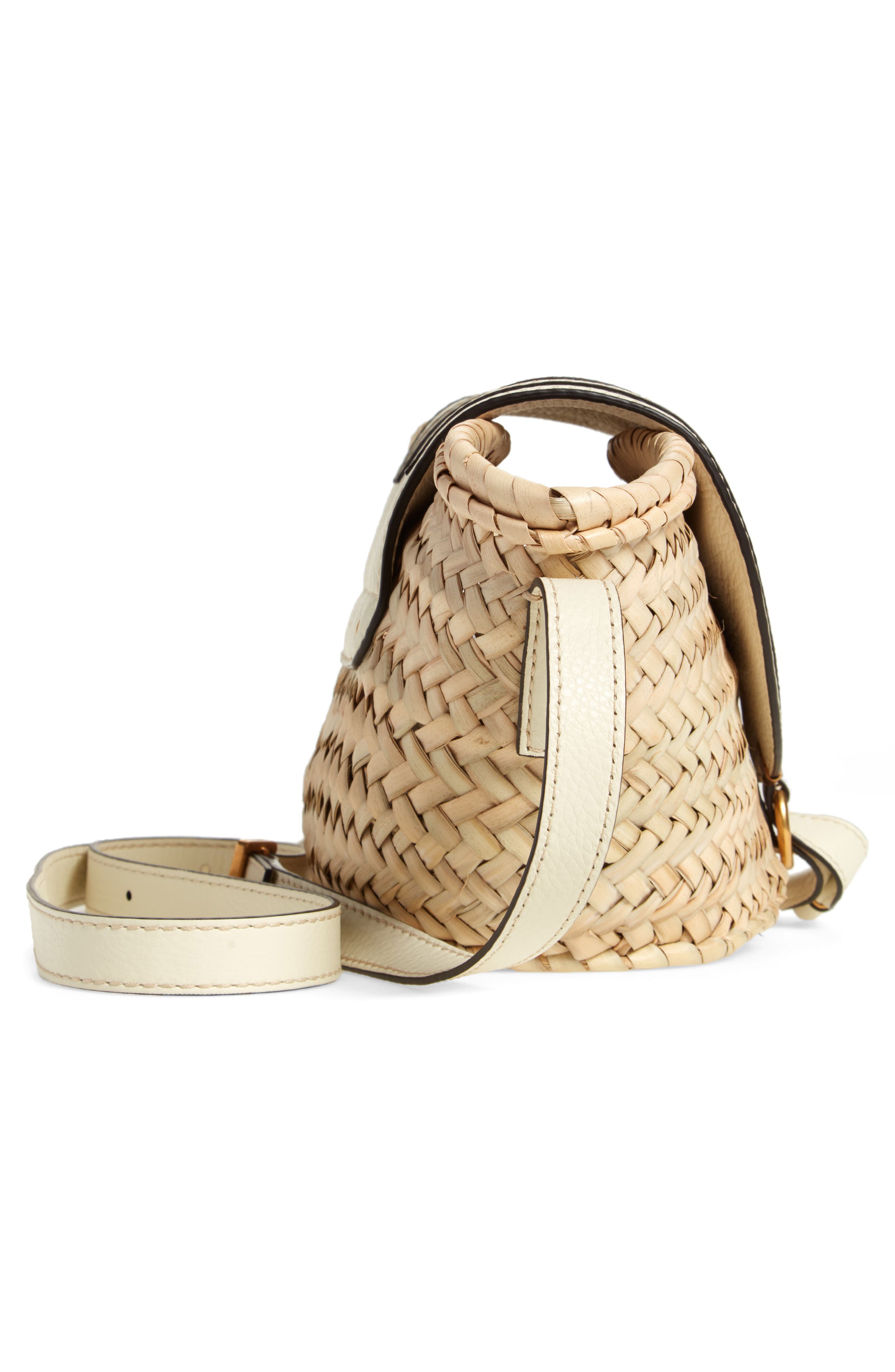 Chloé Small Marcie Leather & Raffia Tote, Alternate, color, 