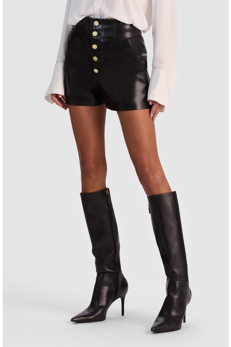 Baylor Faux Leather Shorts, Alternate, color, BLACK