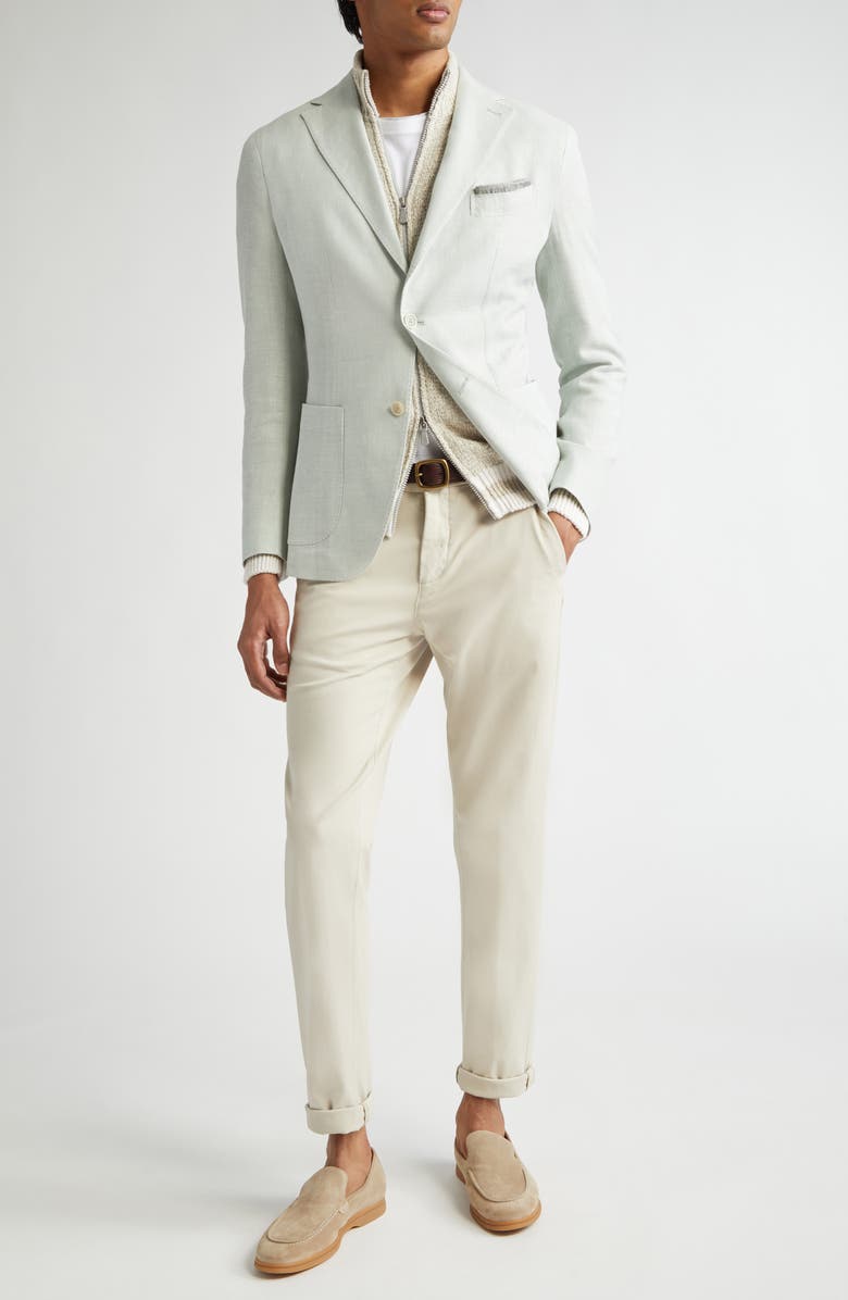 Eleventy Unstructured Linen & Wool Blend Sport Coat, Alternate, color, 07 Military Green