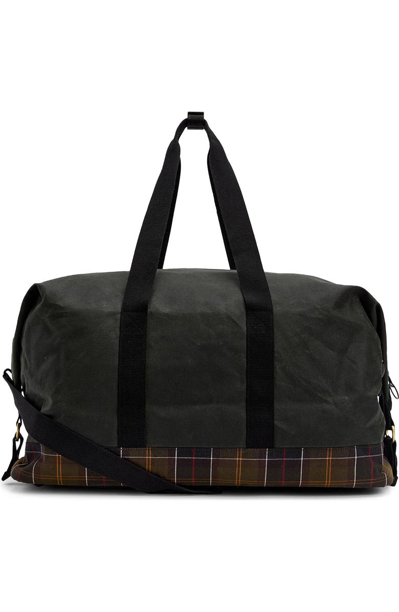 Barbour Field Water Resistant Waxed Cotton Duffle Bag, Alternate, color, Sage/ Classic