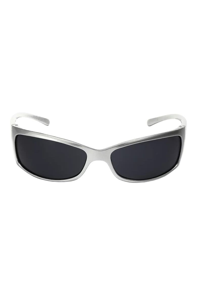 Rocket 67mm Polarized Wraparound Sunglasses, Main, color, SILVER/ BLACK